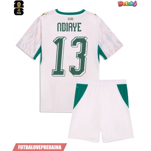 Lacne Dětský Futbalové dres Senegal Iliman Ndiaye #13 MS 2026 Krátky Rukáv - Domáci (+ trenírky)